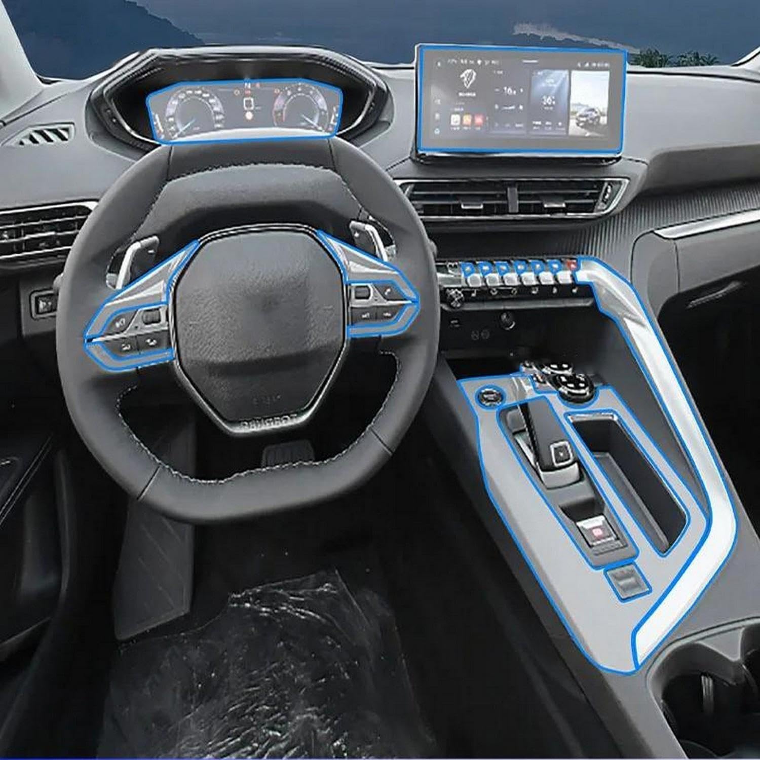 Film TPU anti-rayures voiture Peugeot 2008 protection transparente boite vitesse