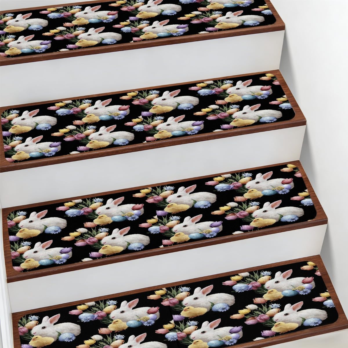 Alfombra para peldaños de escalera de Pascua de 7.8 x 30 pulgadas Mexpekil antideslizante