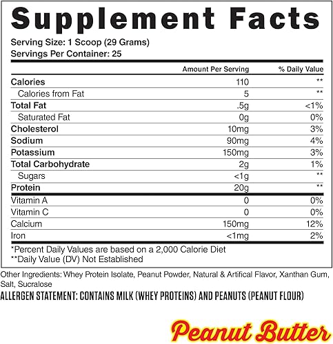 Miniatura 3 de Steel Supplements Whey-ISO  Polvo aislado de proteína de suero de leche, galletas de mantequilla de maní y crema  25 porciones (1.71 libras)  Fuente