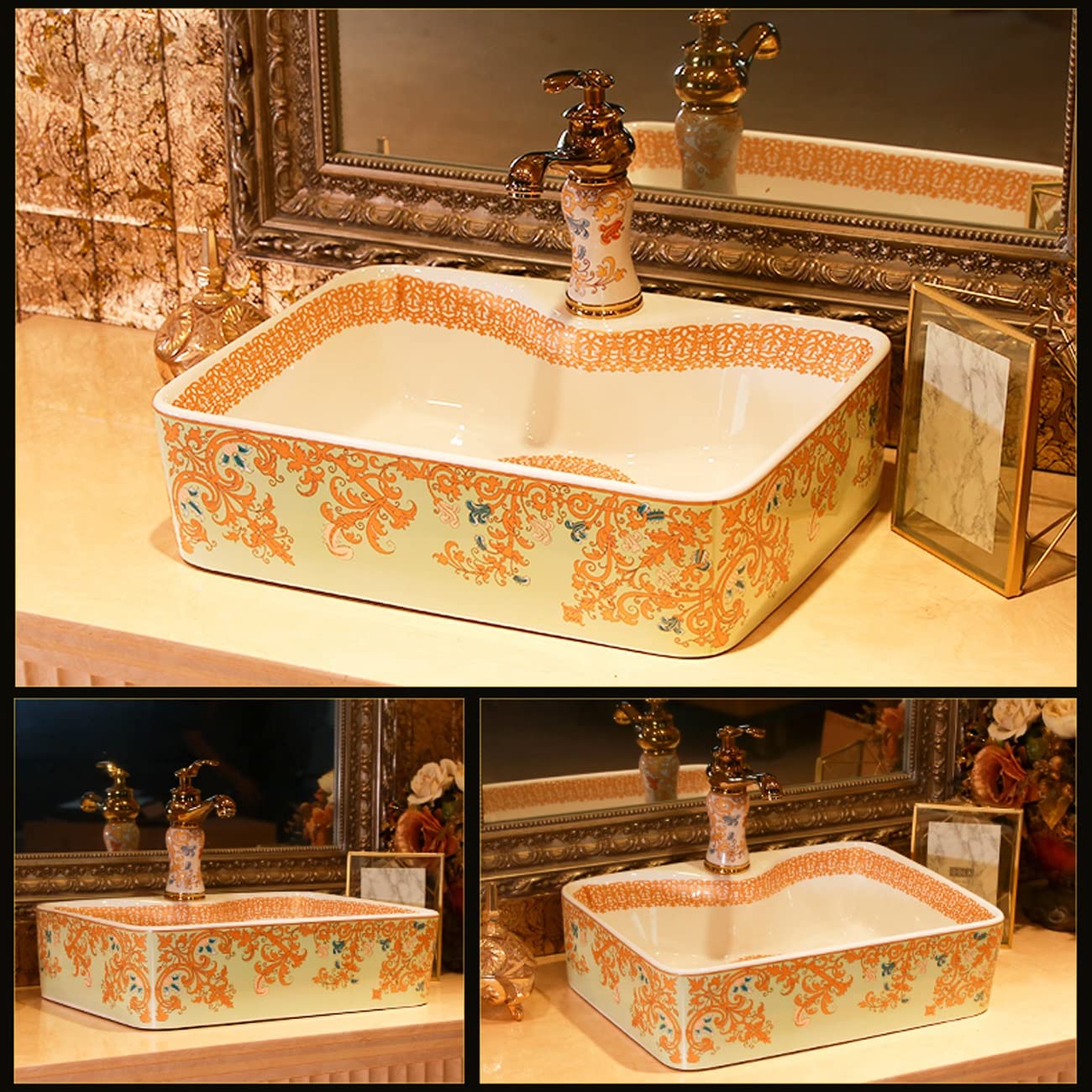 Umywalka łazienkowa ceramiczna, owalna, nablatowa, 21,6" dł. x 15,7" szer. x 5,5" wys. Artystyczna porcelanowa umywalka ceramiczna nablatowa, umywalka łazienkowa,