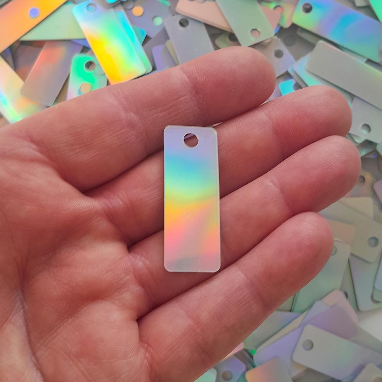 38mmX15mm (1.50''x0.59'') Bulk Loose Iridescent Large Top Hole Rectangular Sequins, Embriodery Disc Sequins for Craft DIY Sewing Decorations Arts 150 Pieces (Rainbow208) - Image 7