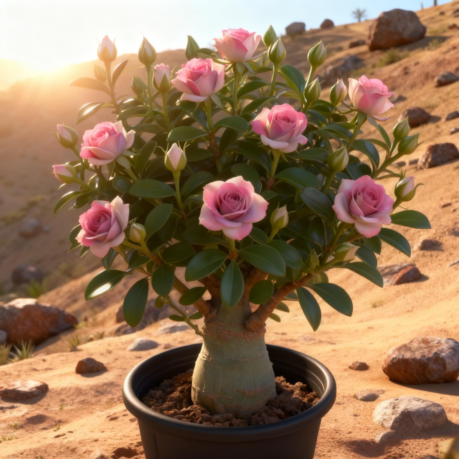 Adenium/Desert Rose for Planting UK-Rhizome/Resistant/Bedding/Gorgeous/Ornamental/Potted/Plants-B-5 Bulbs