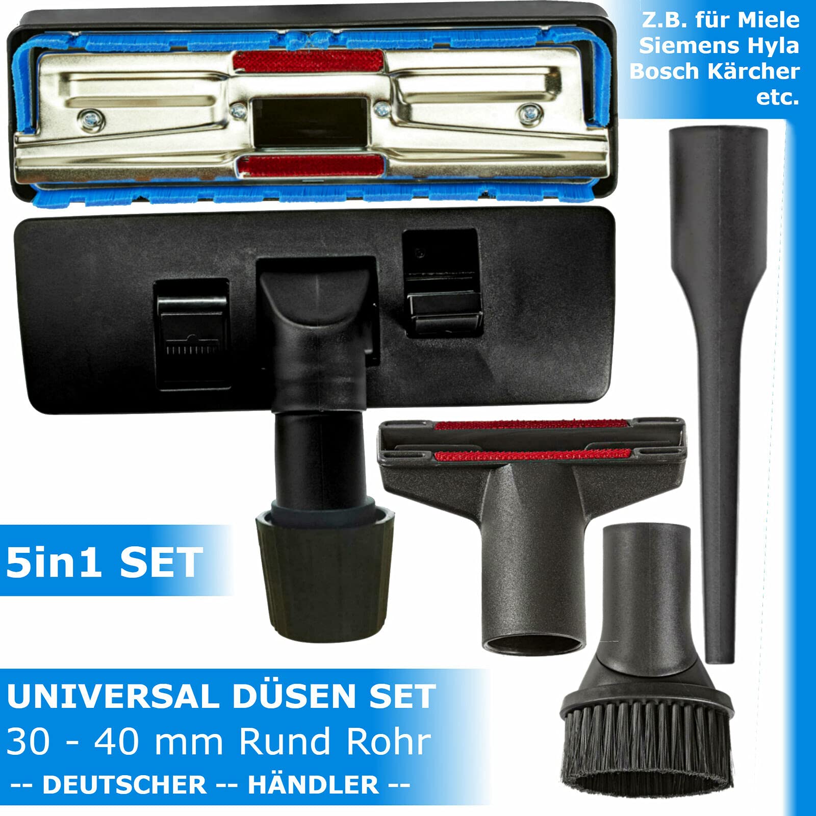 Universal Staubsauger-Düse Aufsatz Set für Kärcher Miele Hyla Einhell Makita EIO Original Fuß