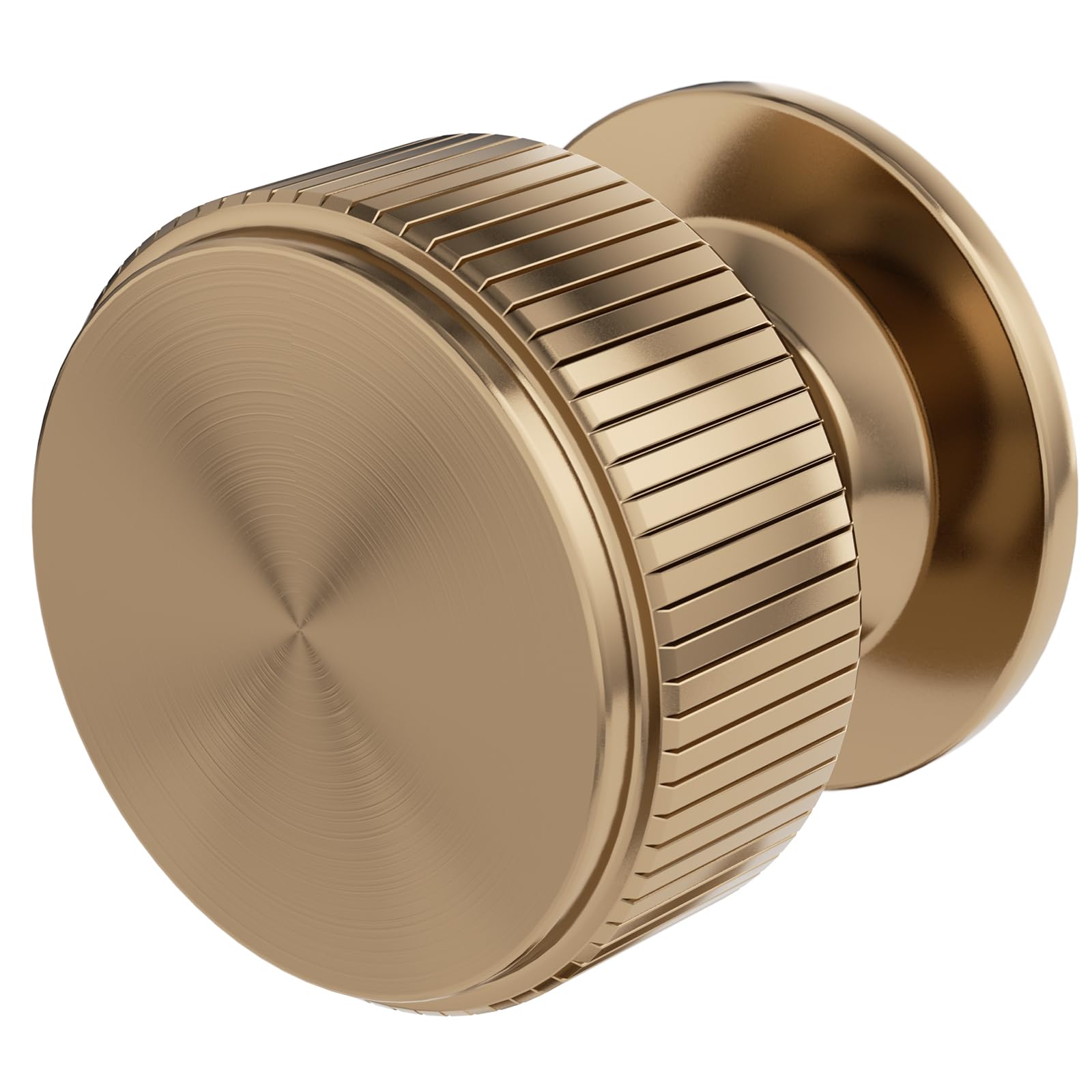FURNIWARE 10 Pack Champagne Bronze Cabinet Knobs, Solid Drawer Handles, 32mm Single Hole Pull Handle, Kitchen Cupboard Pulls with Lines Knurled Design, Modern Door Knobs for Drawer Dresser, Closet