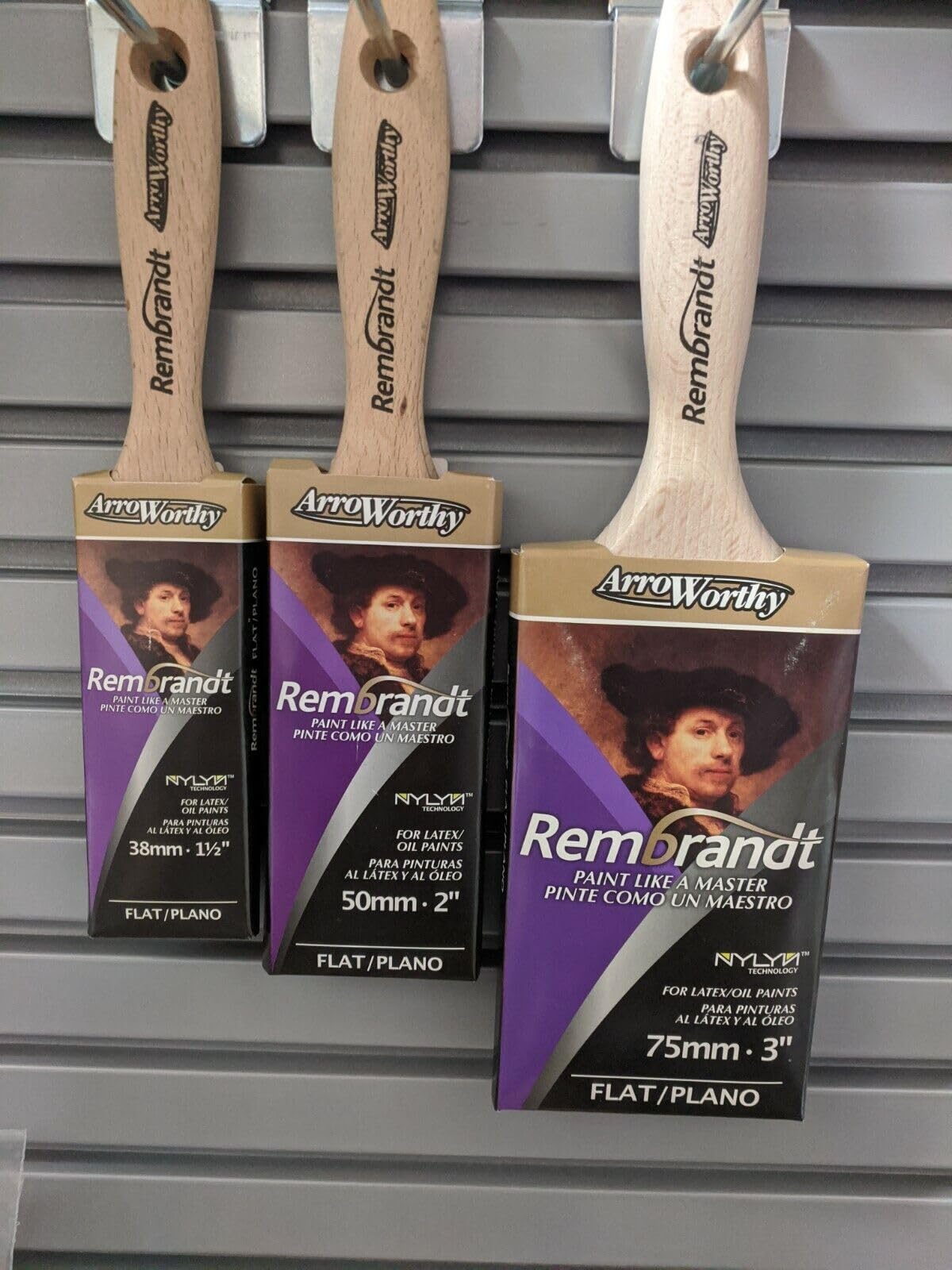 Arroworthy Rembrandt Flat Beavertail Paint Brush Set 3Pk1.5"2"3" from B&Q