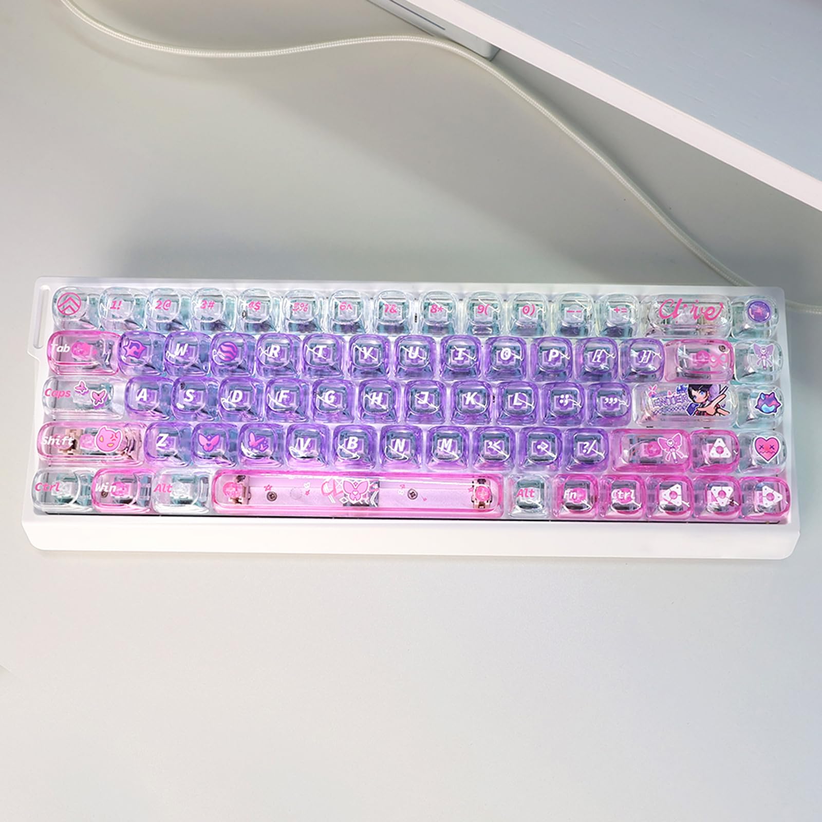 135pcs Ergonomico Retroilluminato Keycaps Rinforzato Punta Dita Comfort per Tastiere Meccaniche Sostituzione Facile Tastiere Ergonomiche Accessori