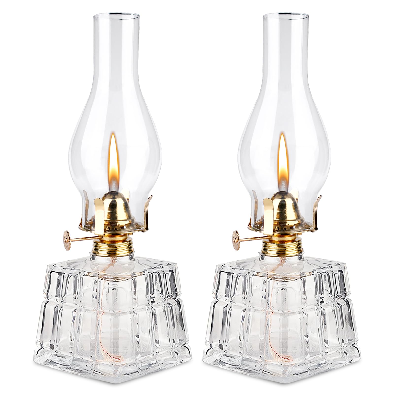 PORFOYO Petroleum Lamp Oil Lamp Made of Glass, Pack of 2 Petroleum Storm Lantern, Oil Lamp Lantern, Storm Lantern Petroleum, Vintage Kerosene Lamp, Lantern Chamber Oil Lamps for Indoor, Home, Garden