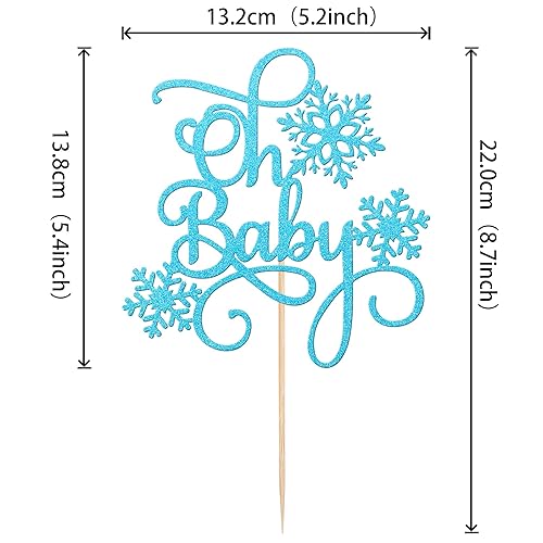 Miniatura 9 de 1 pieza de decoración de pastel de copo de nieve con purpurina temática de congelado de invierno para primer cumpleaños, copo de nieve, una
