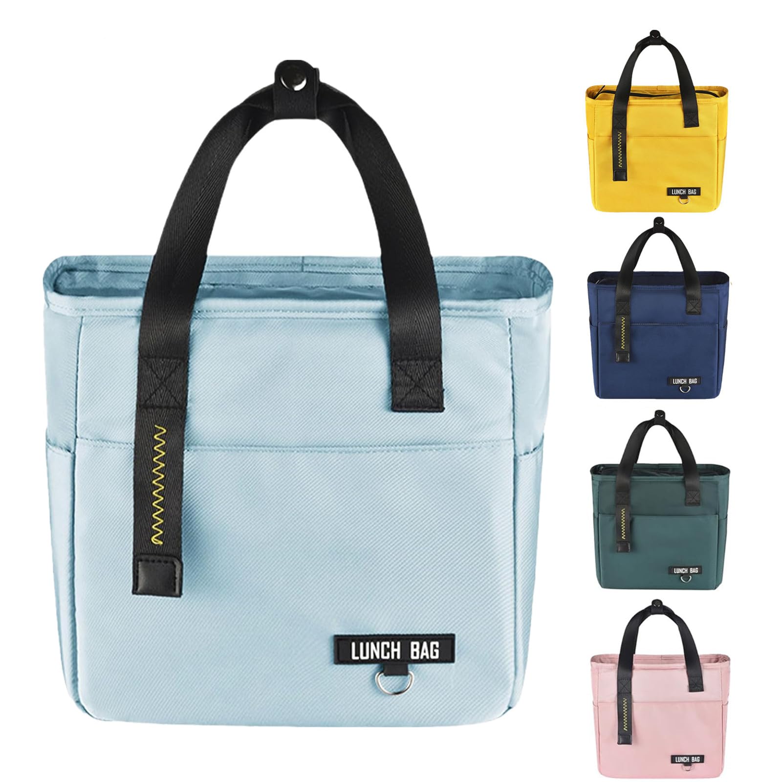 WYSUMMER Insulated Lunch Bag for Women Men, Reusable Leakproof Tote Bag with Handle, Portable Cooler Bag for Work Office Picnic Travel (Blue, Large (27X15X28cm))