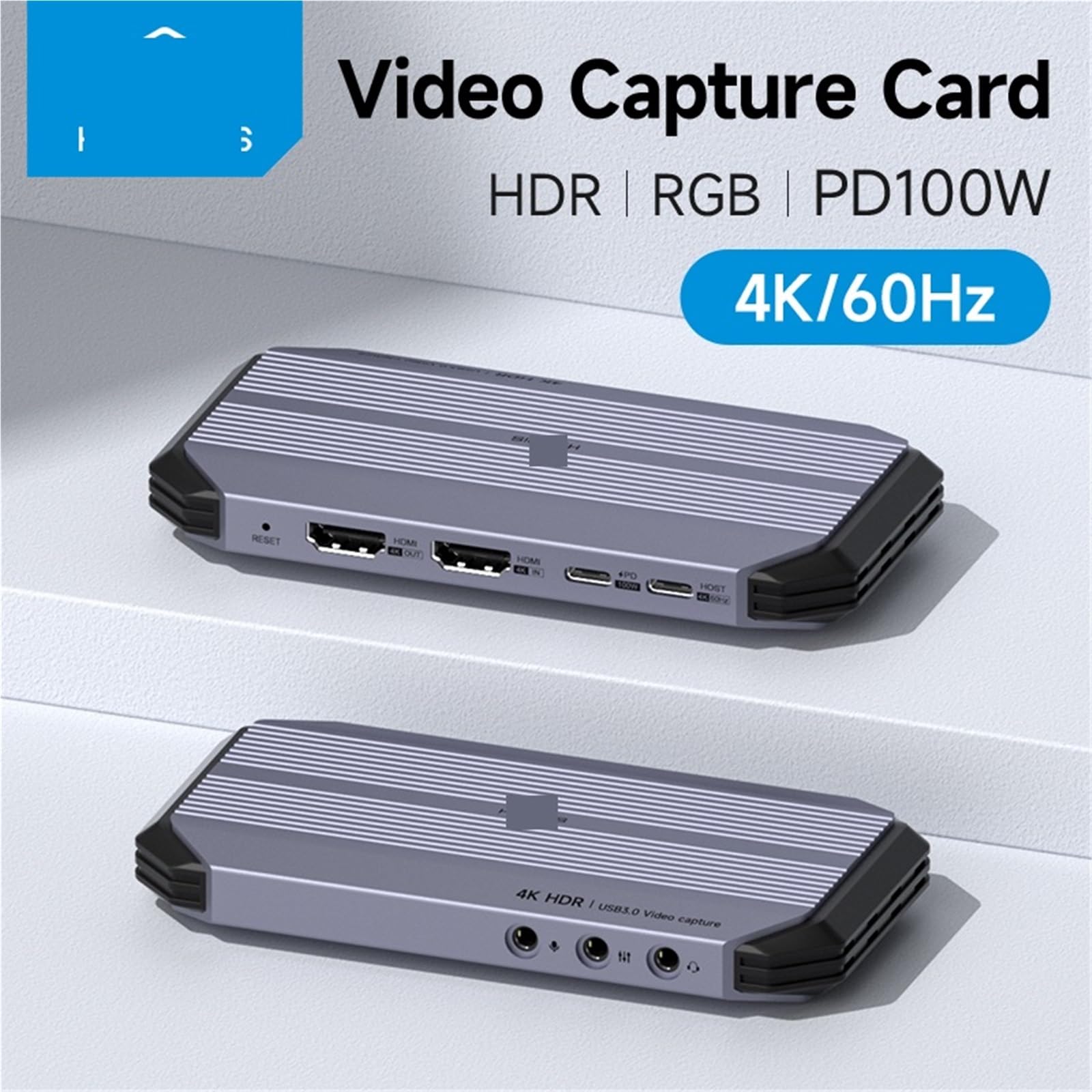 ZOZ03Y0 4K@60Hz Video Capture Card Stream*ing and Gaming 4K 60FPS HDR VRR RGB Passthrough PD 100W for PS*5/4 Xb*ox Switch Camera PC(THB04-1080P60Hz)