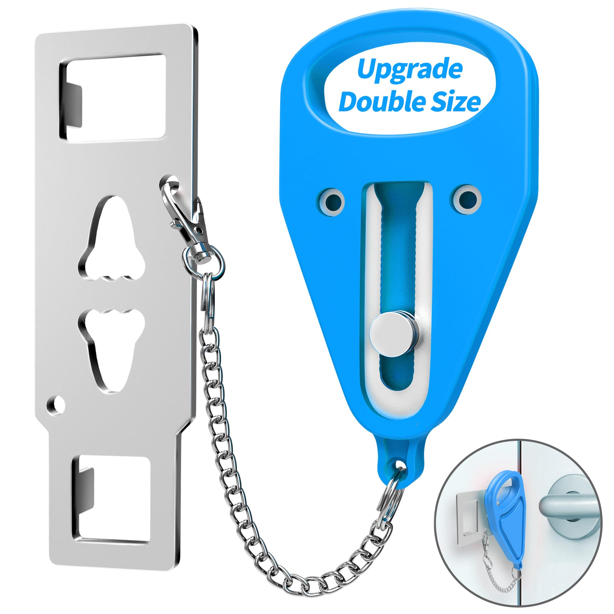 KUOGO Portable Door Lock Blue, Hotel Door Lock for Travelers, Safety Pocket Door Locks from Inside Travel Essentials for Bedrooms, First Apartment, International Travel, Airbnb(1 Pack Blue)