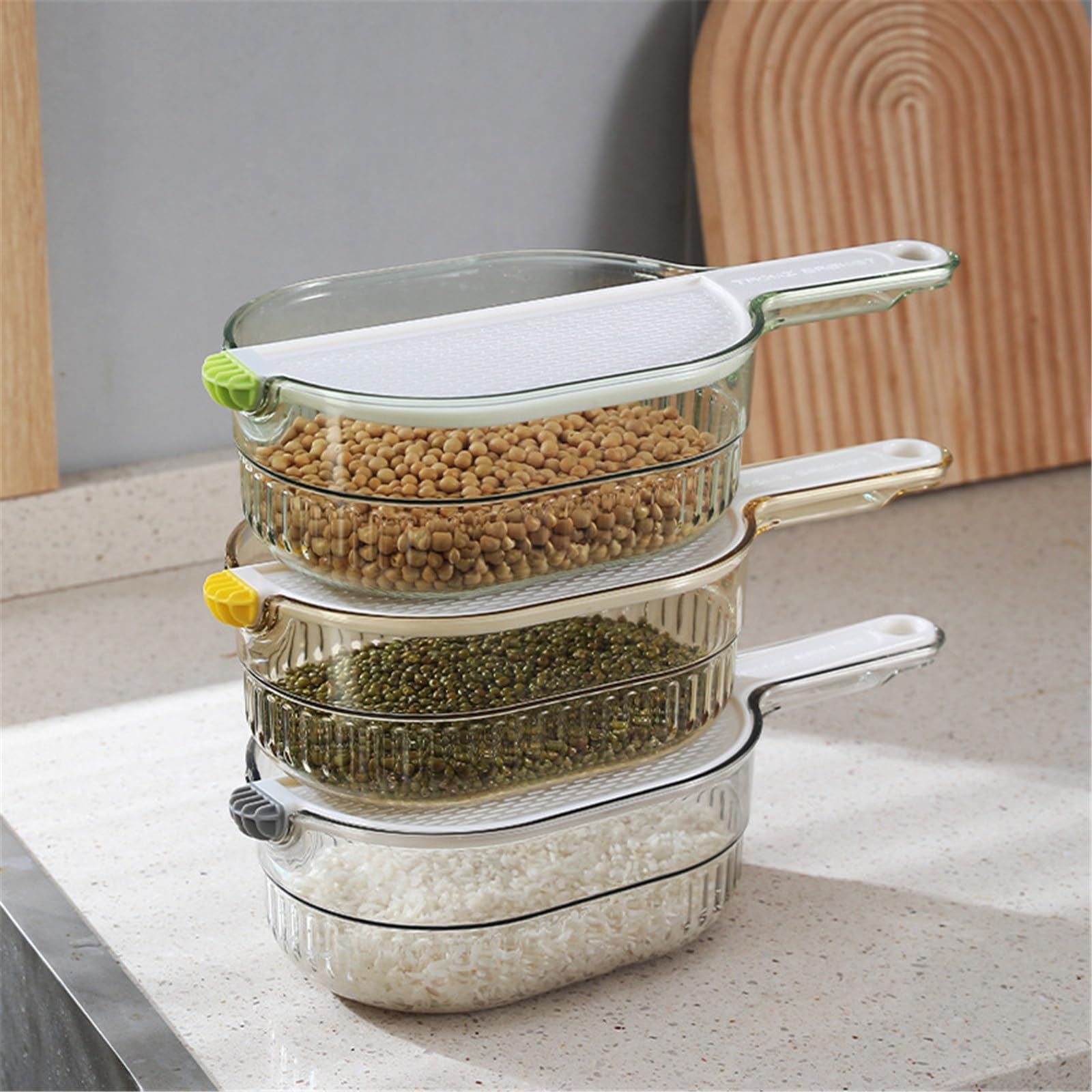 Colador de Verduras, Cesta de arroz for Cocina, Cesta escurridora de Verduras y Frutas, Cuenco for Lavar arroz para Remojar(Jaune)
