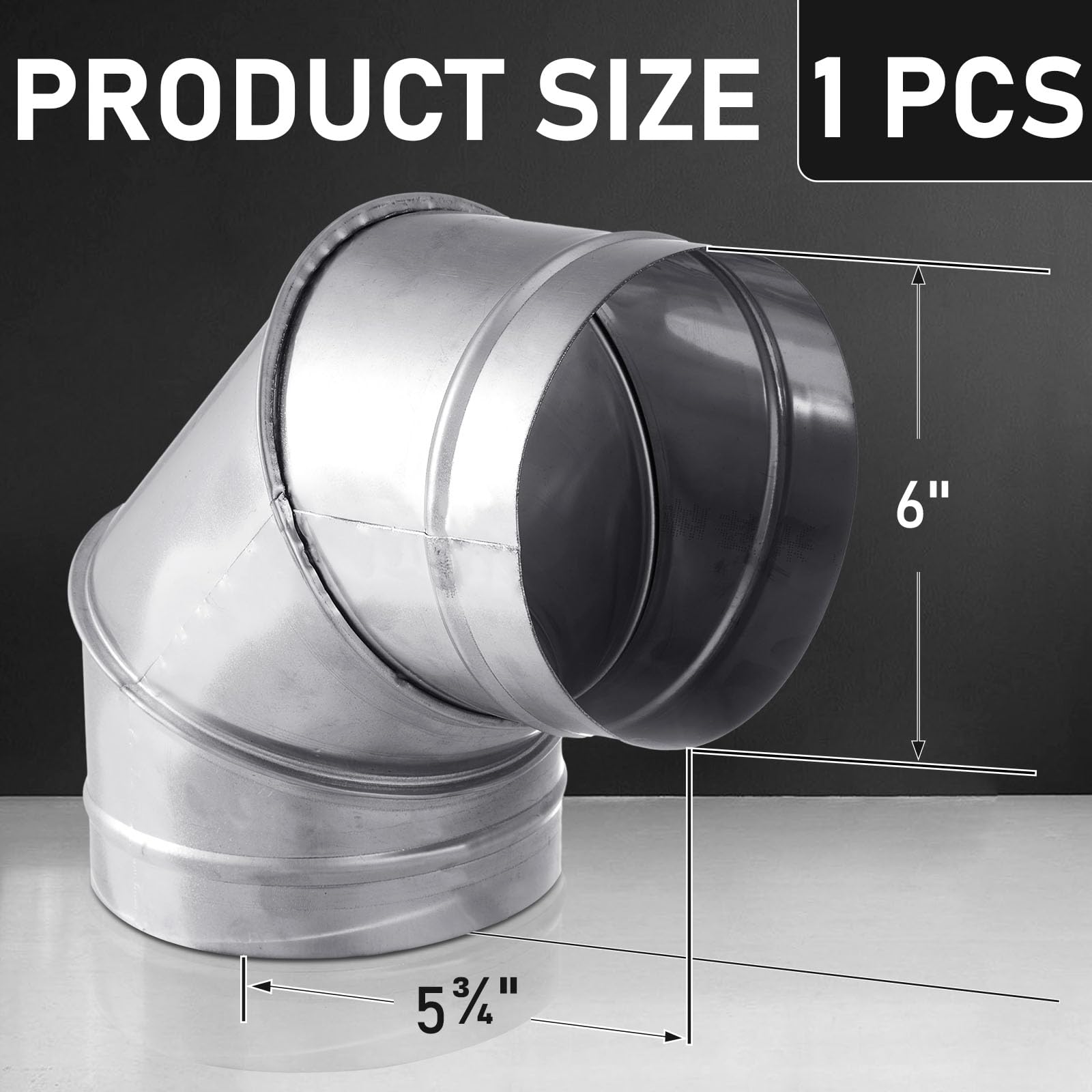 Zonon 6" ID Single Wall Elbow Stove Pipe Stainless Steel Stove 90 Degree Elbow Pipe Connector Wood Burning Exchange Flue Adapter Tube for Fireplace Chimney Extension Vent Exhaust, Silver 0.5 mm Thick