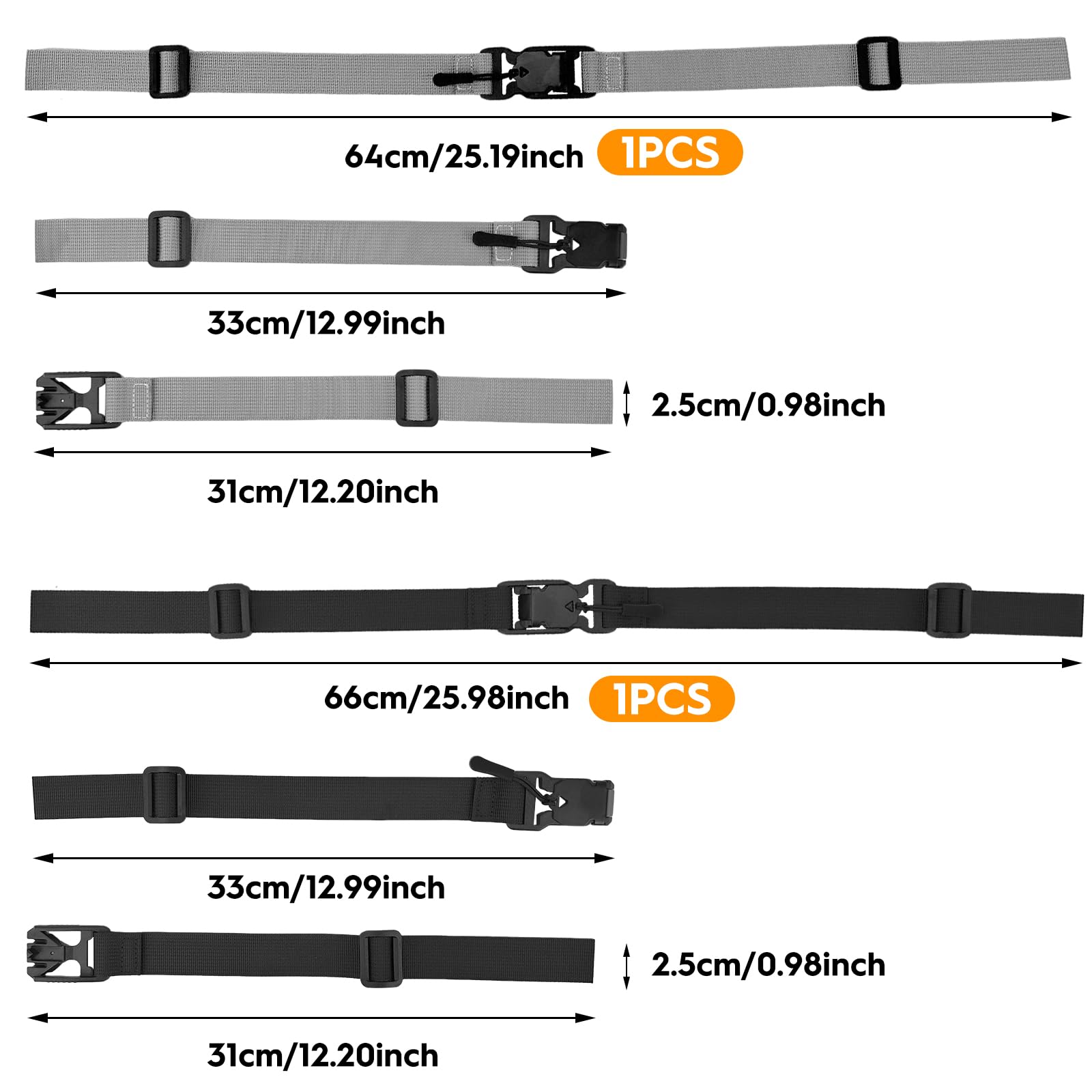 2pcs correas ajustables para el pecho, hebilla magnética, correa de pecho antideslizante, liberación rápida, correas de repuesto para mochila para senderismo, mochilas escolares (negro, gris)