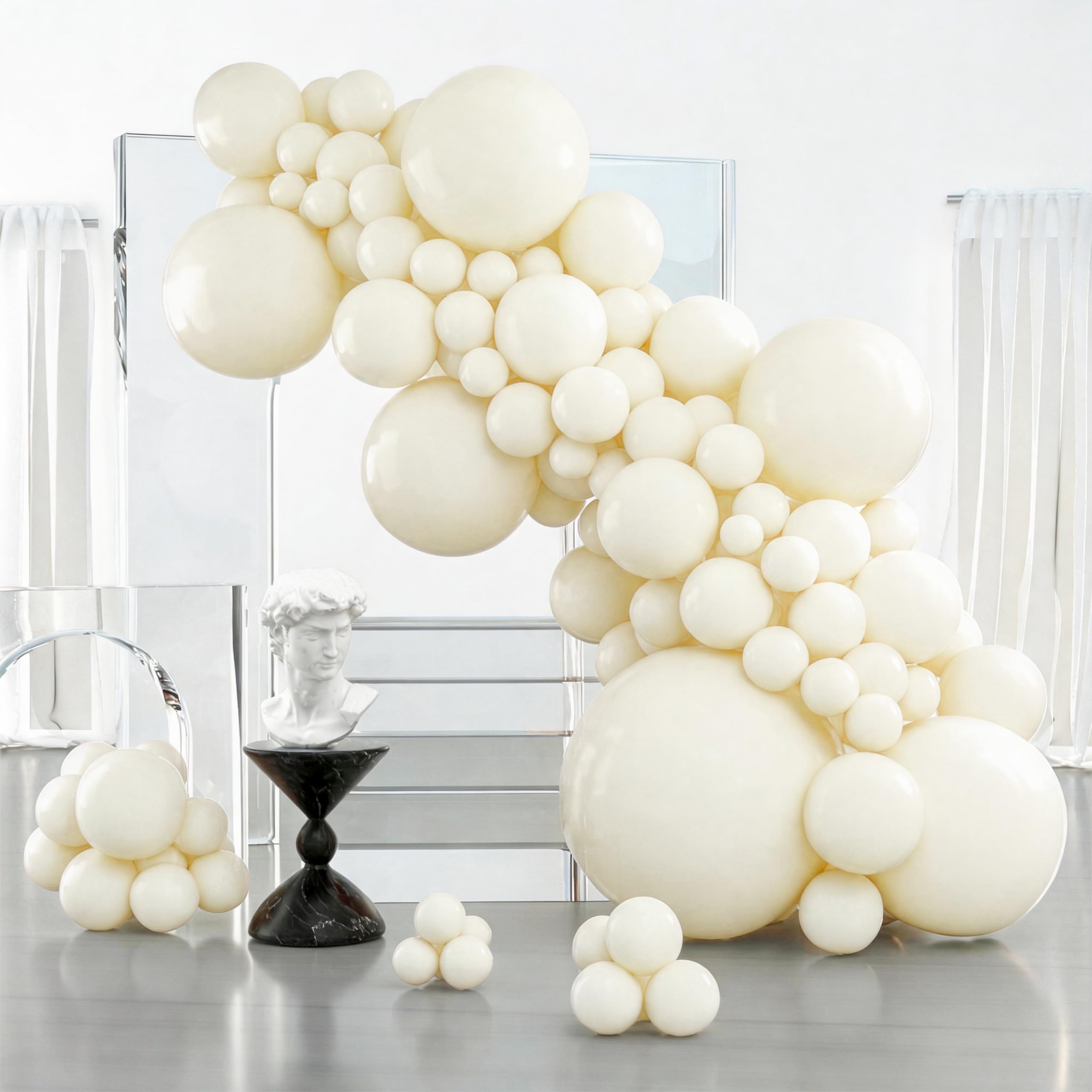 PartyWoo Beige Balloons 127pcs Cream Ivory Color Different Sizes
