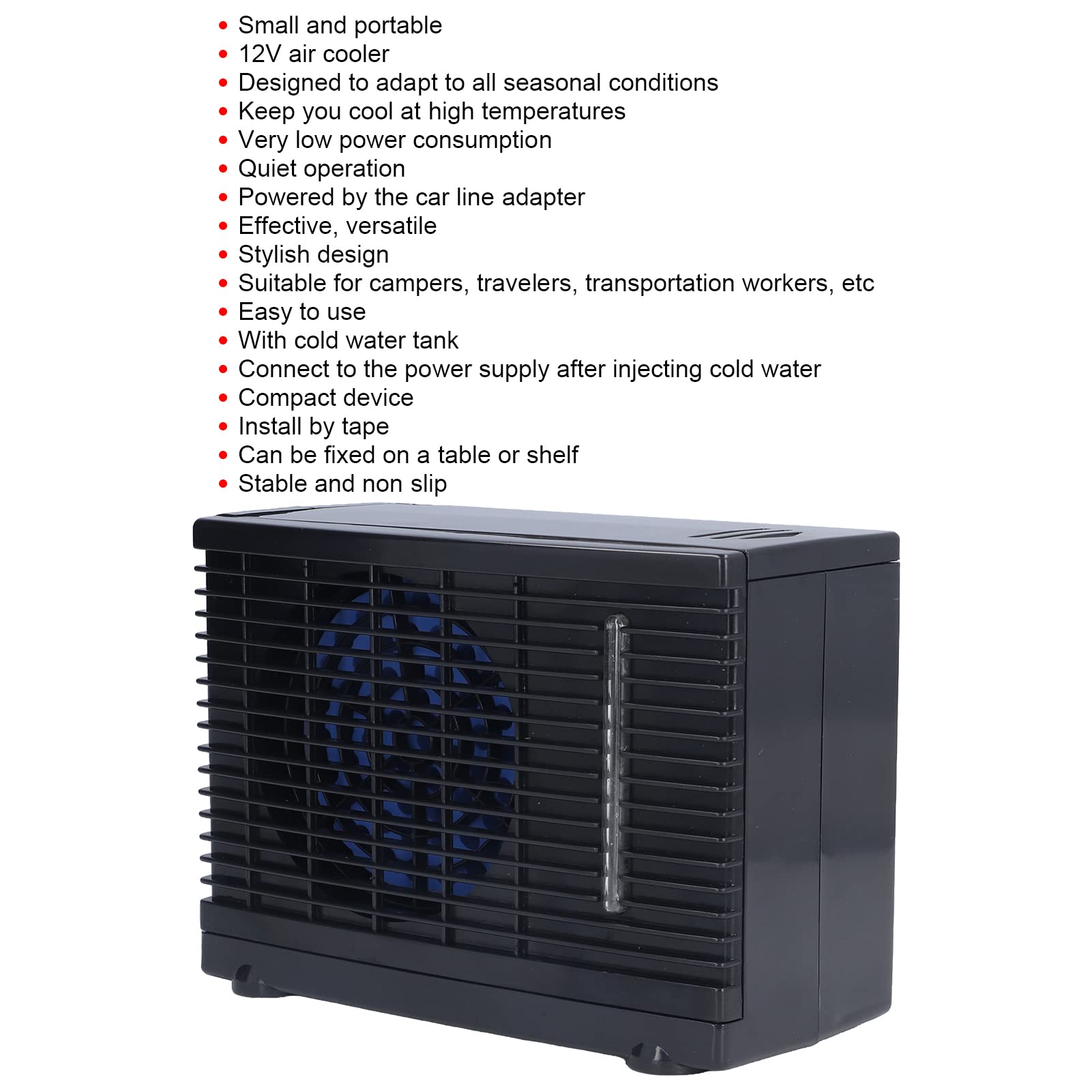 Mini Ventilatore Dell'aria Condizionata 12V Dispositivo di Raffreddamento Evaporativo Portatile Silenzioso con Serbatoio Dell'acqua per la Casa Dell'auto
