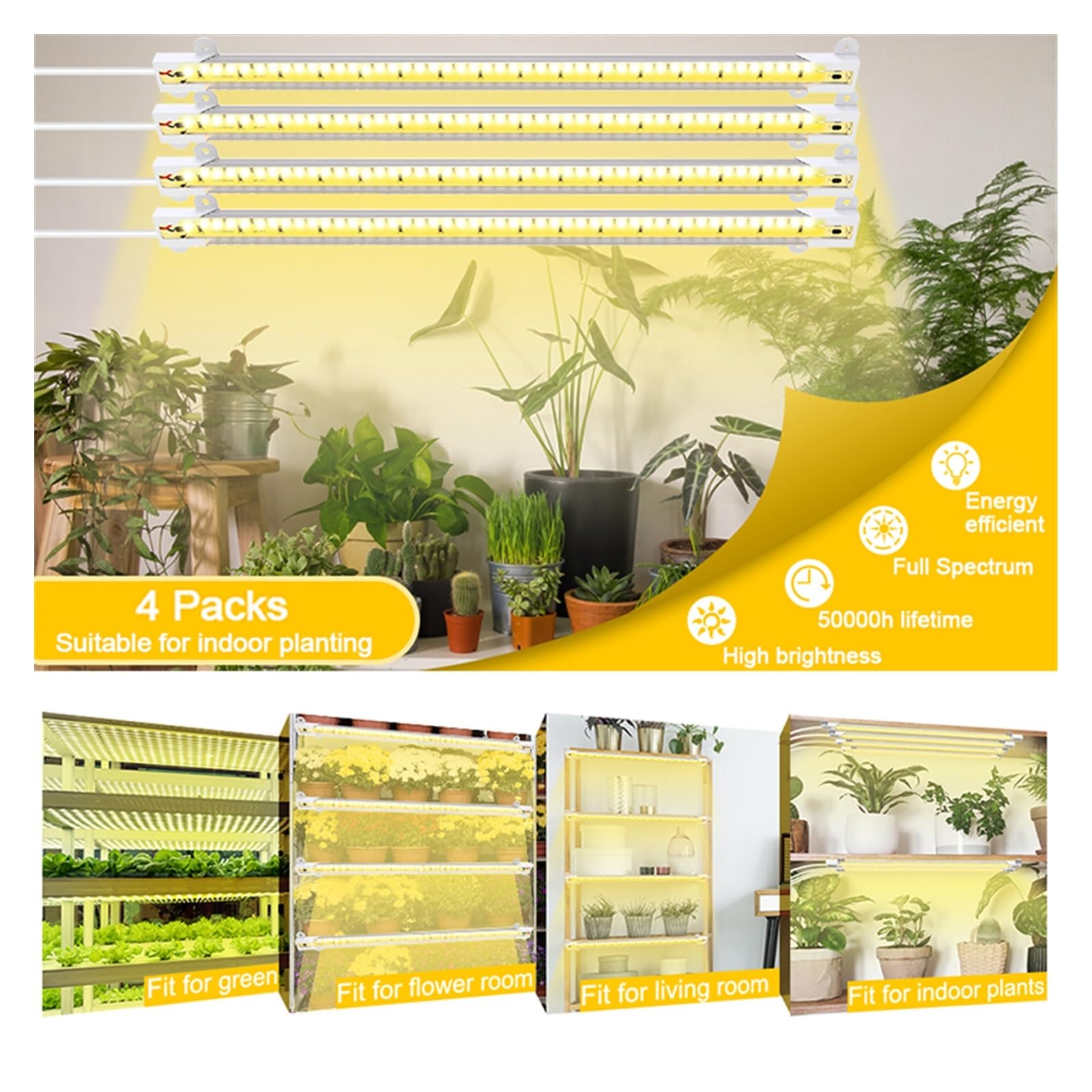 Lámpara de cultivo, Temporizador de lámpara Phyto de luz Led regulable for interiores con Kits hidropónicos de potencia lámpara de espectro completo for plantas lámpara de cultivo interior(Three)