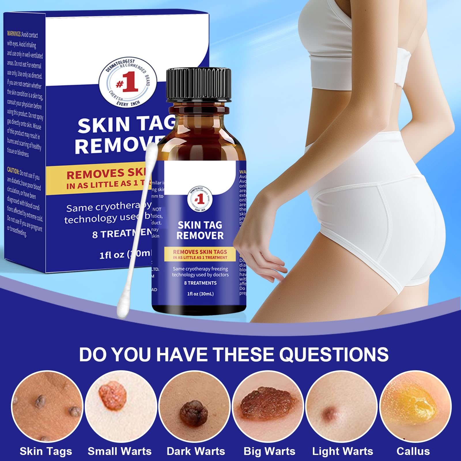 30ml Skin Tag Remover, Suavemente Las Verrugas Quitar Comunes, Mayoría de las Partes del Cuerpo, Fácil de Usar, Fórmula Suave