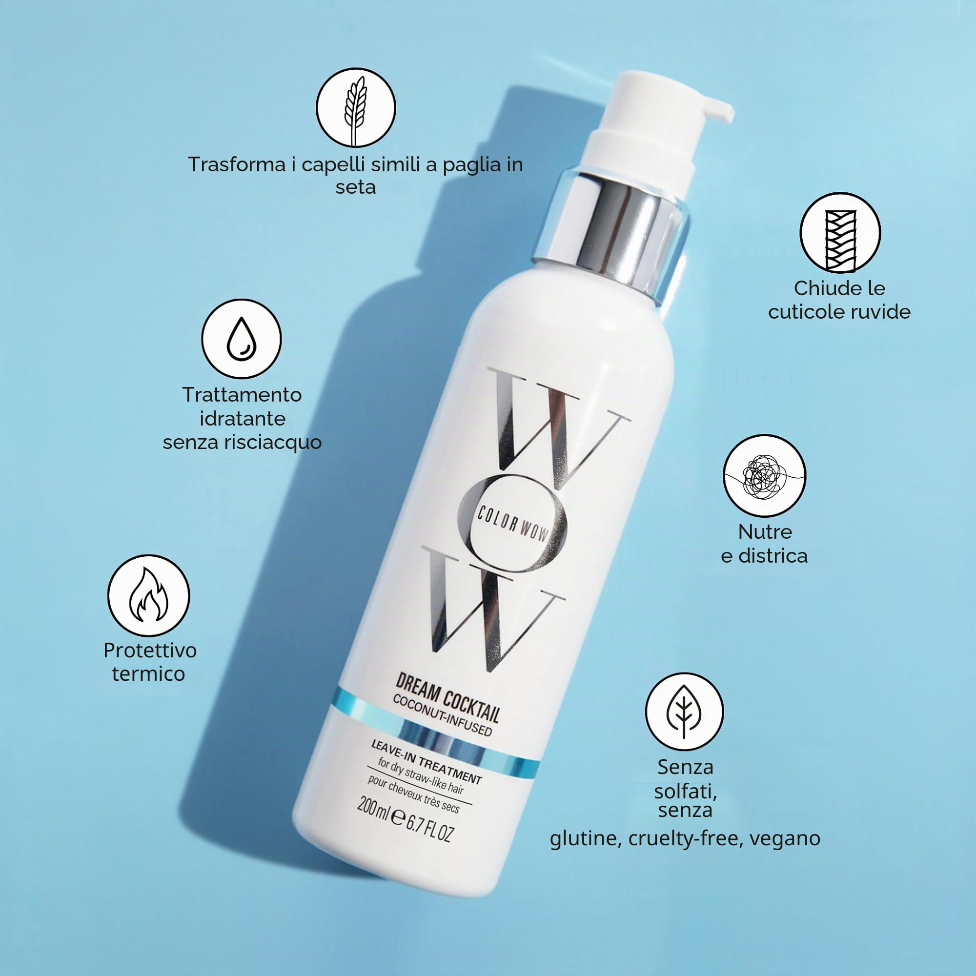 COLOR WOW Dream Cocktail Coconut Infused | Trattamento Leave-In per Capelli Secchi e Danneggiati | 200 ml