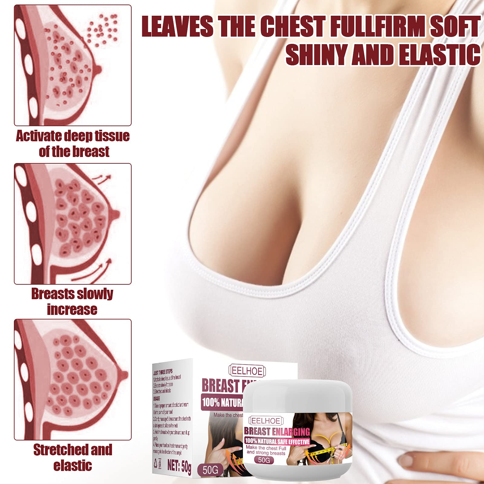 Breast Enhancement Cream, Clinically Proven for Bigger, Fuller Breasts, Bust Firming Lifting Breast Enlargement Essential Oil Lifts Your Boobs, Natural Bust Enhancement (1 PCS)