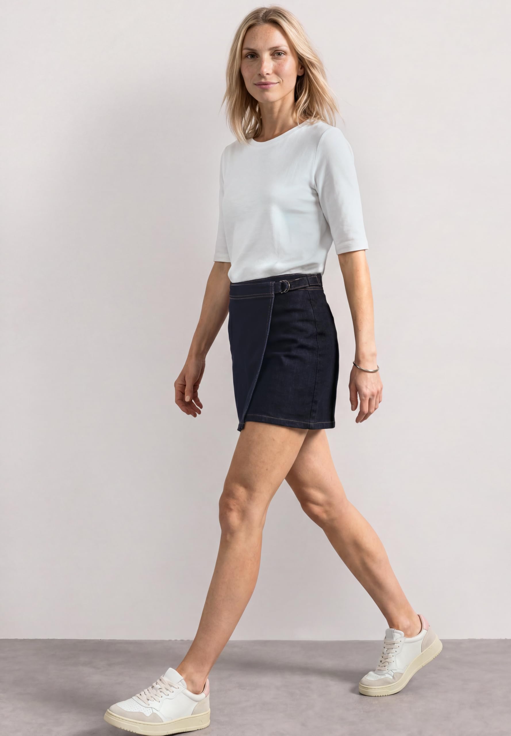Kniefreier Denim Rock in Wickeloptik