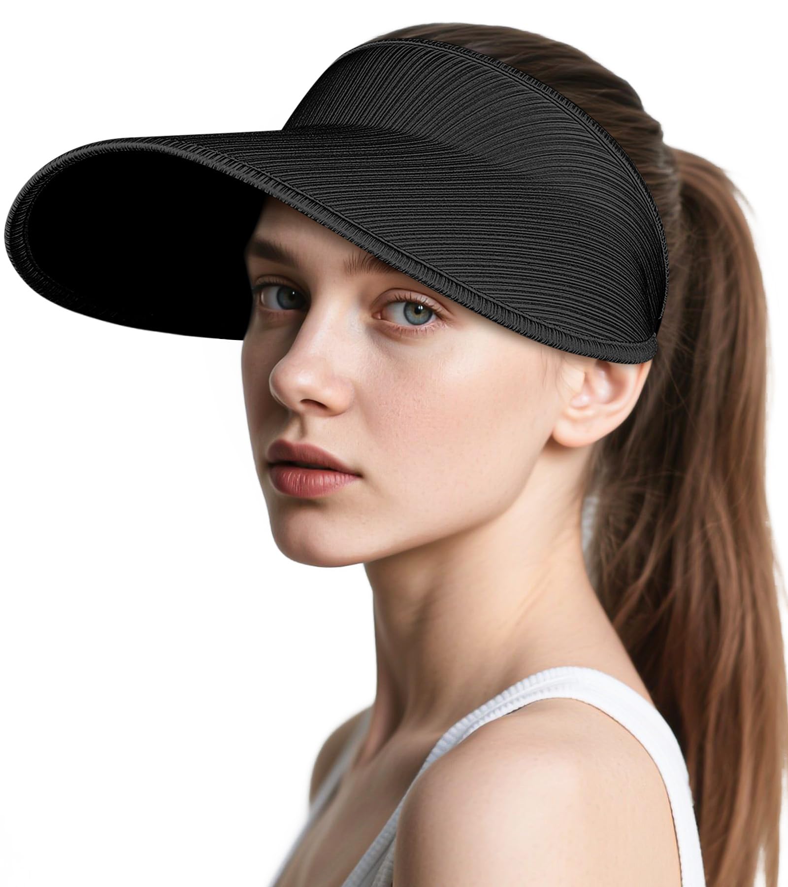 YANIKY Sun Visor Hats for Women,UPF50+ Wide Brim Sun Hats Adjustable Foldable Beach Hats for Daily Travel