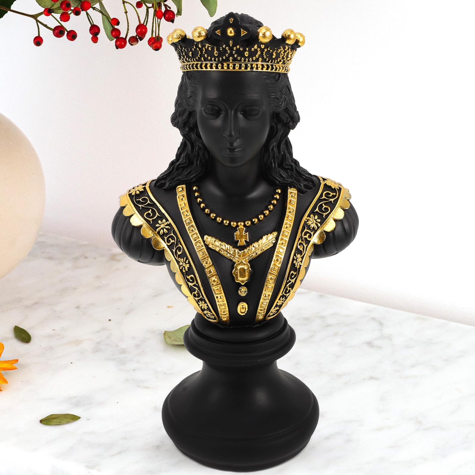 PRETYZOOM Scultura da Tavolo Scacchi in Resina Nera Decorazione Elegante per Ufficio e Casa Busto Regina Chic per Arredamento Stiloso e Originale