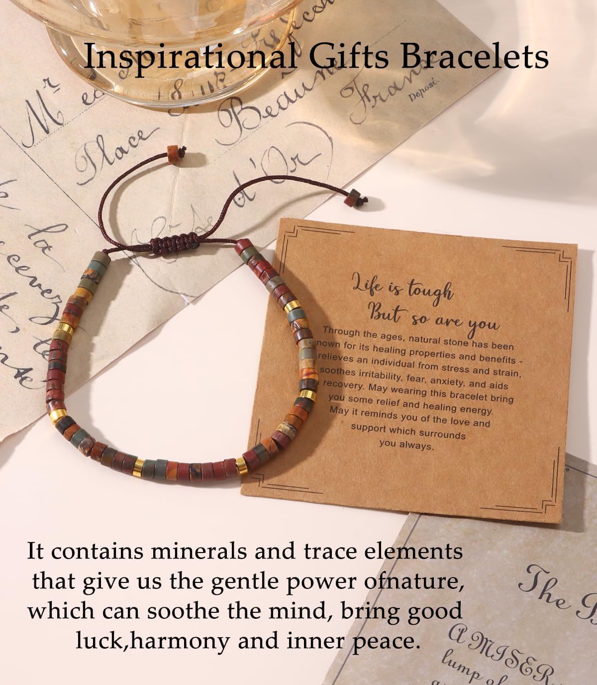 CASDAN Natural Crystal Beaded Bracelet for Women Natural Stone Adjustable Braided Rope Bracelets Spiritual Bracelet Inspirational Gifts - Image 6