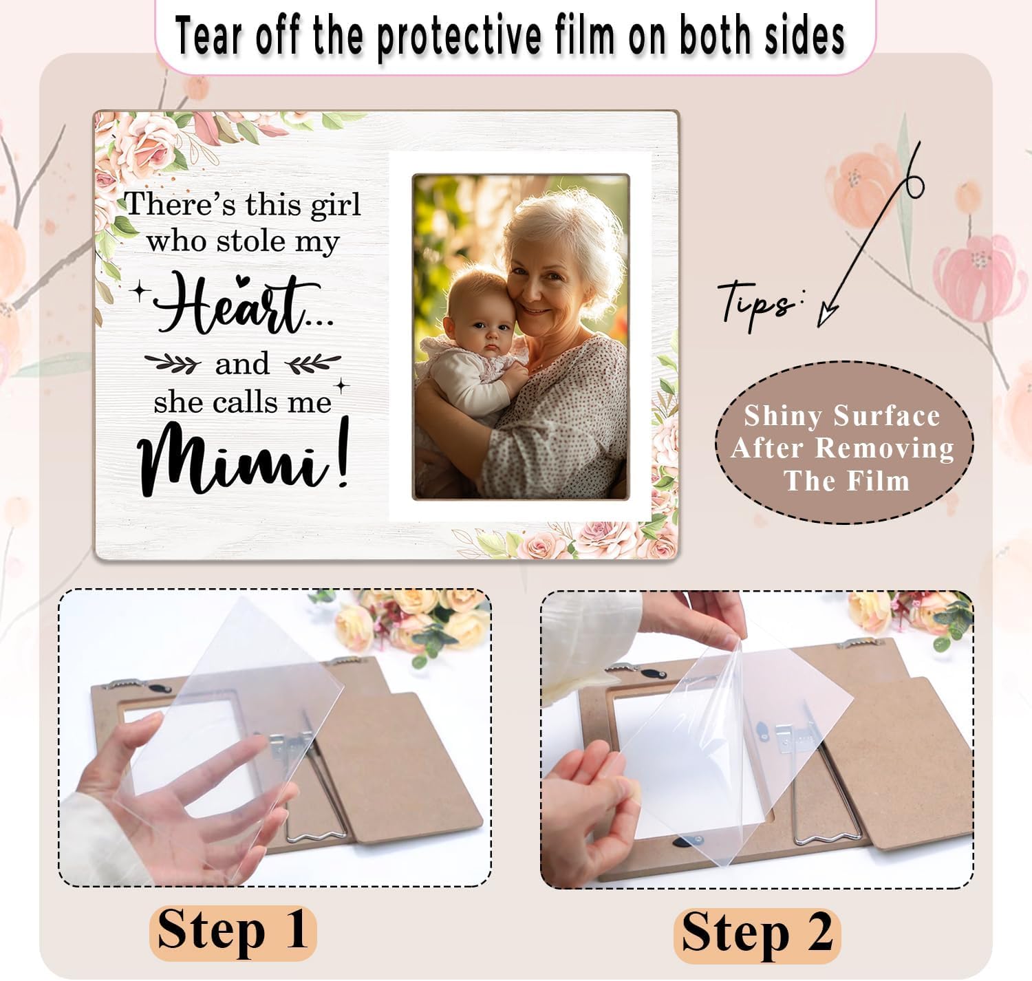 Mimi Gifts Picture Frame,Pregnancy Announcement Photo Frame for Grandma, Birthday Christmas Gifts for Mimi from Grandson, There's This Boy Who Stole My Heart He Calls Me Mimi - Image 7