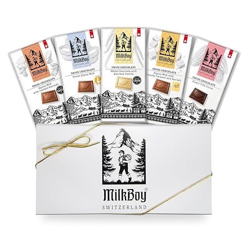 Vista 17 de Milkboy Swiss Gourmet - Barras de chocolate con leche, chocolates oscuros, barra de chocolate blanco, variedad de chocolate hecho a mano de primera