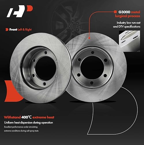 Miniatura 5 de A-Premium Kit de rotores de freno de disco ventilados delanteros de 11.69 pulgadas (11.685 in) + pastillas de cerámica compatibles con modelos