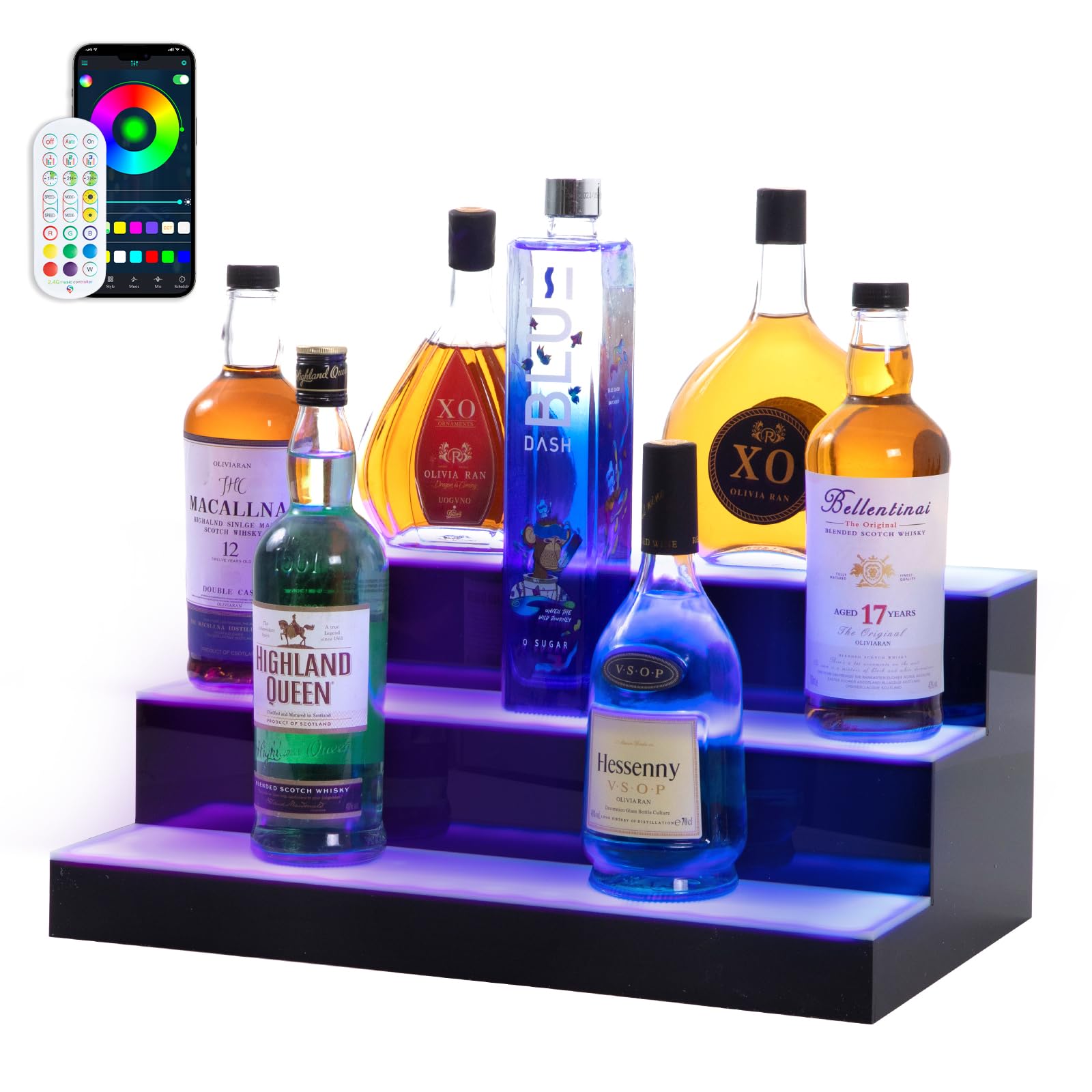 Amazon｜Leekimid LEDライト付きリキュールボトルディスプレイシェルフ