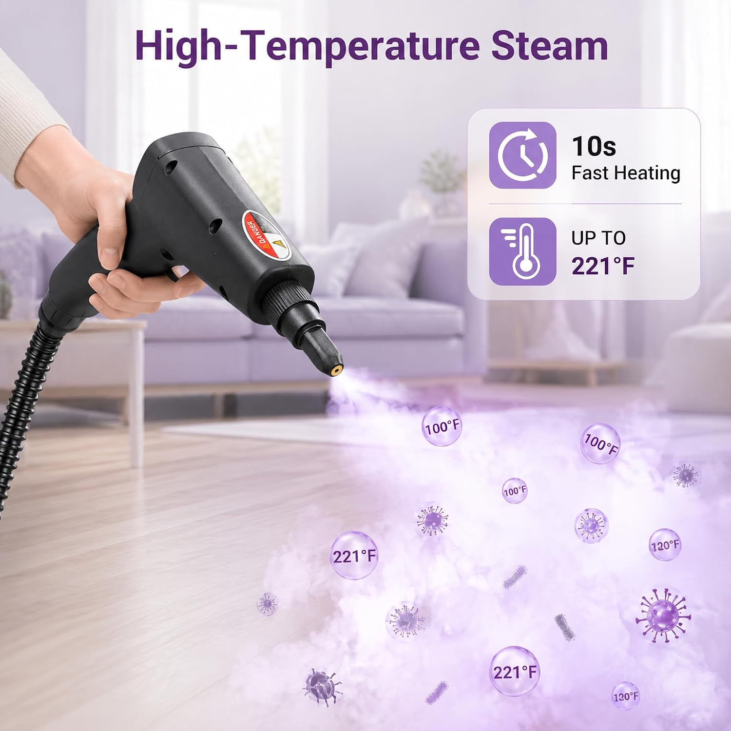 Steam Cleaner for Home, Handheld Steam Cleaner with 10s Fast Heat-Up, 6-Level Adjustable Steam, Portable Steamer for Cleaning, Tile, Grout, Floor, Kitchen, Bathroom, Grease, Car Detailing
