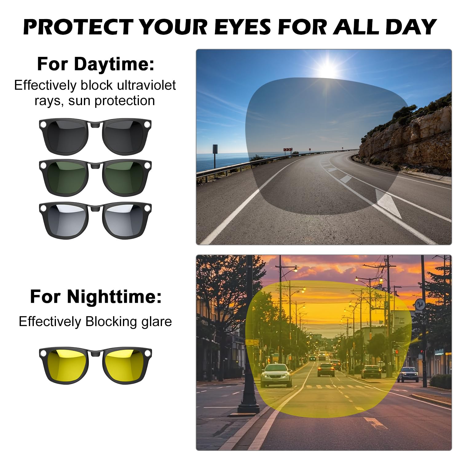 Spolaryzowany klips do Ray-Ban Meta Wayfarer & Gen 2 (RW4006/RW4012, rozmiar M, 50-22), przebarwienie klips do Meta Wayfarer Gen 2 ochrona UV