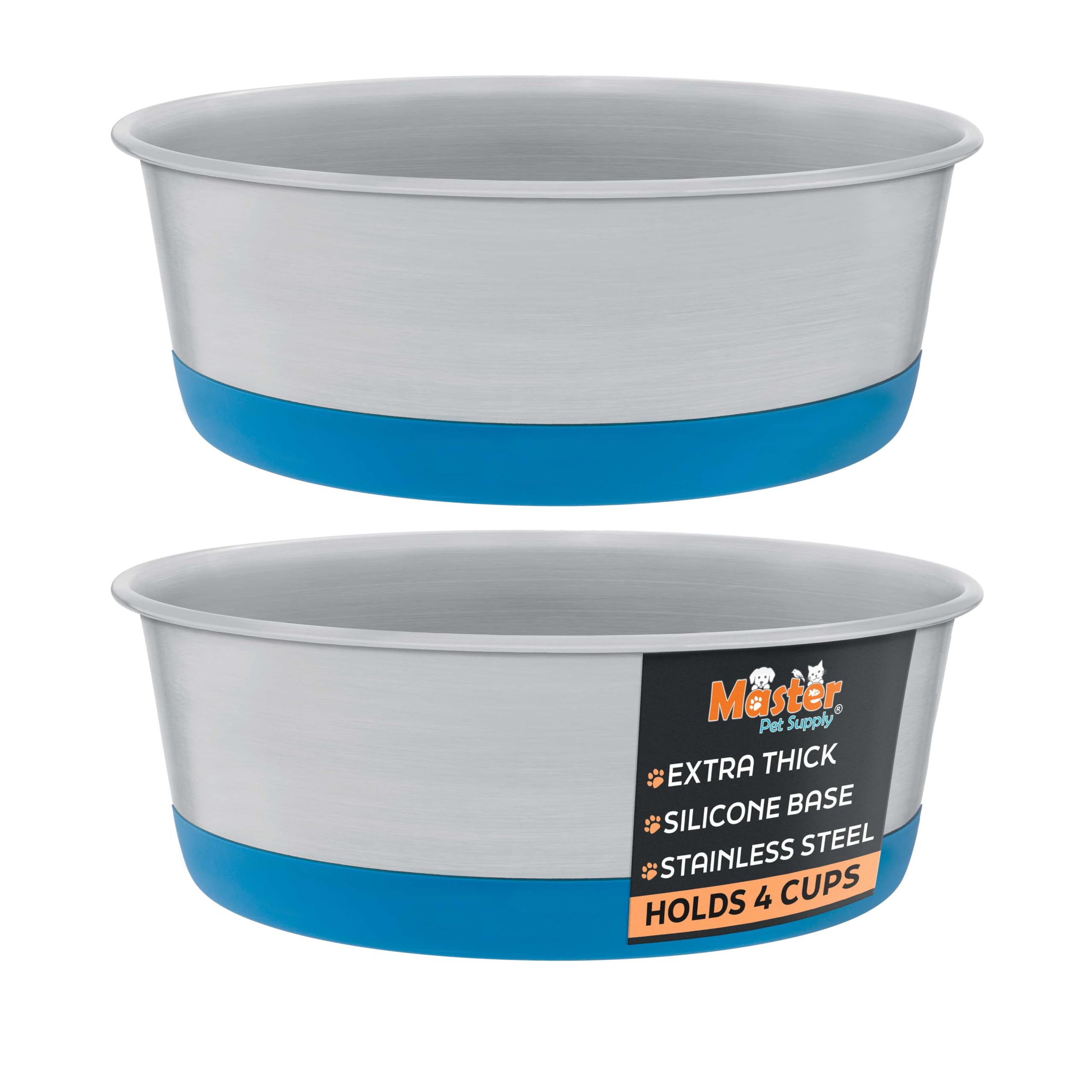 Master Pet Supply Stainless Steel Dog Bowls True Blue