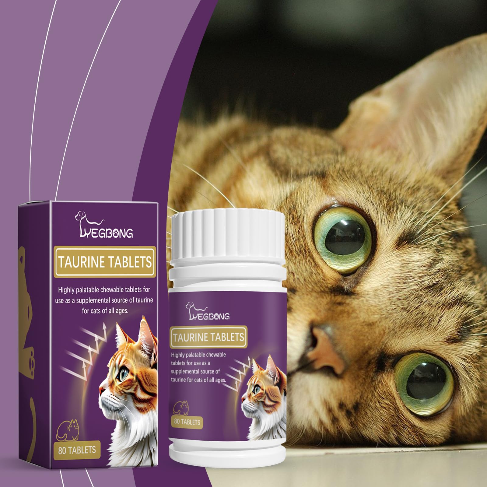 Katze Taurin Kautabletten, Multivitamin für Katzen-Ernährung, 80 Stück