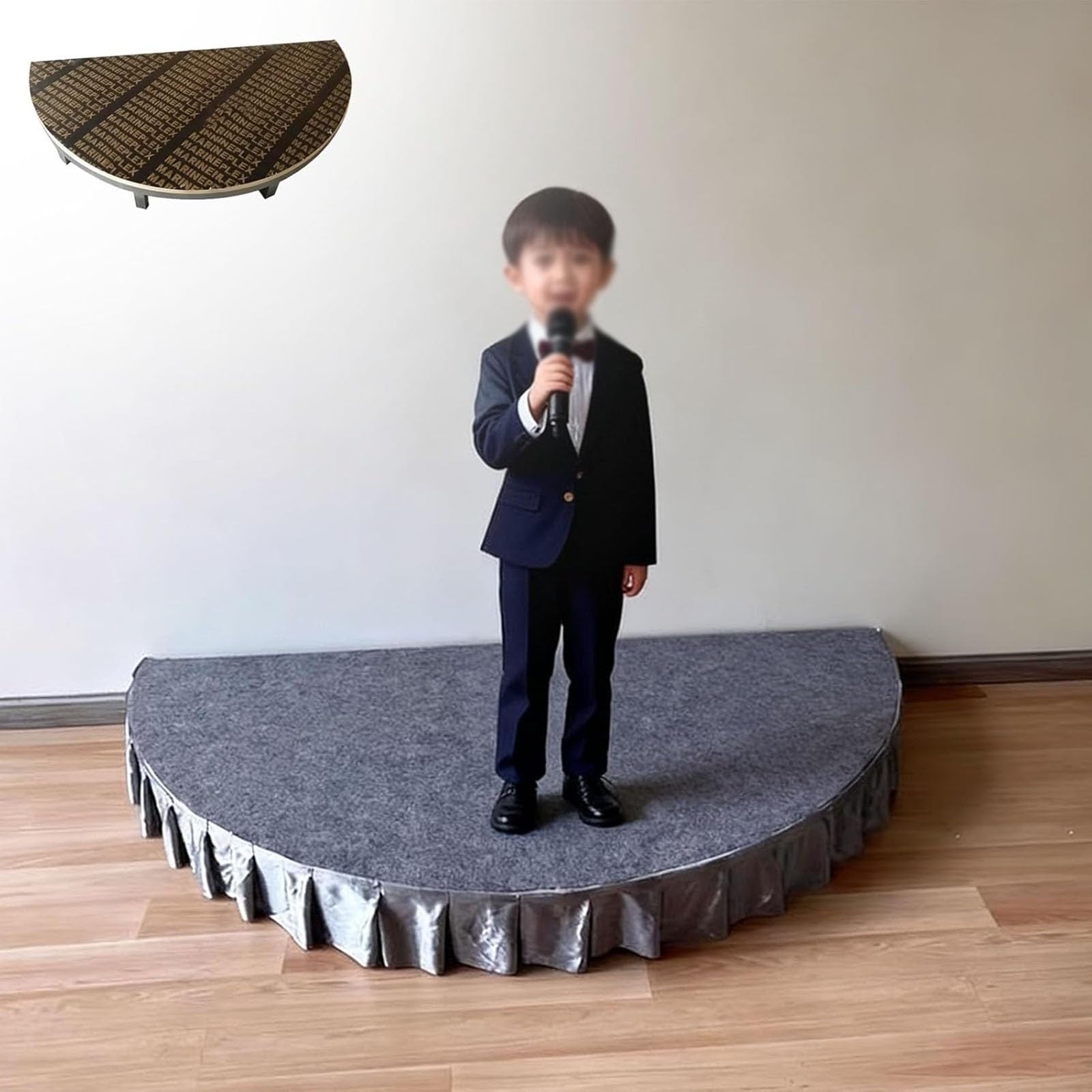Platform For Speech Stage,School Small Performance Stand Half Circle,Folding Stage Platform For Wedding Entertainment,Drum Band Stages Riser Modular System For Events(Gray,120x60cm(47x23.6in))