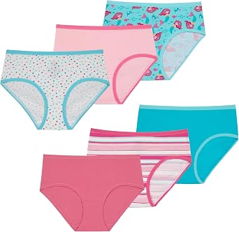 Kids Girls Cotton 6 Pack Underwear - Soft Stretchy & Breathable