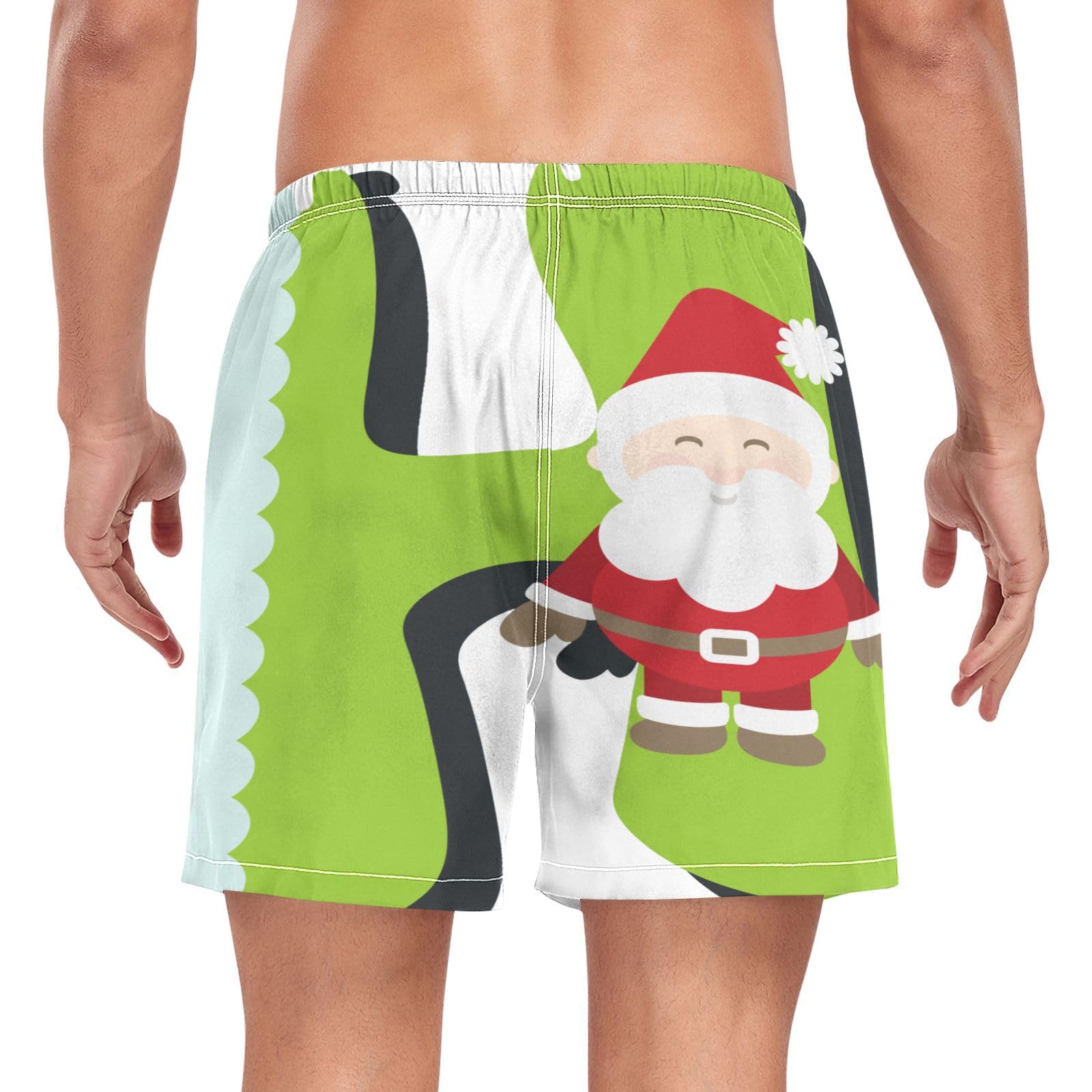 Yuiboo Christmas Ornaments HMen Beach Shorts Men 2 in 1 Workout Running Shorts with Compression Liner Beachwear Quick Dry Elastic Multi