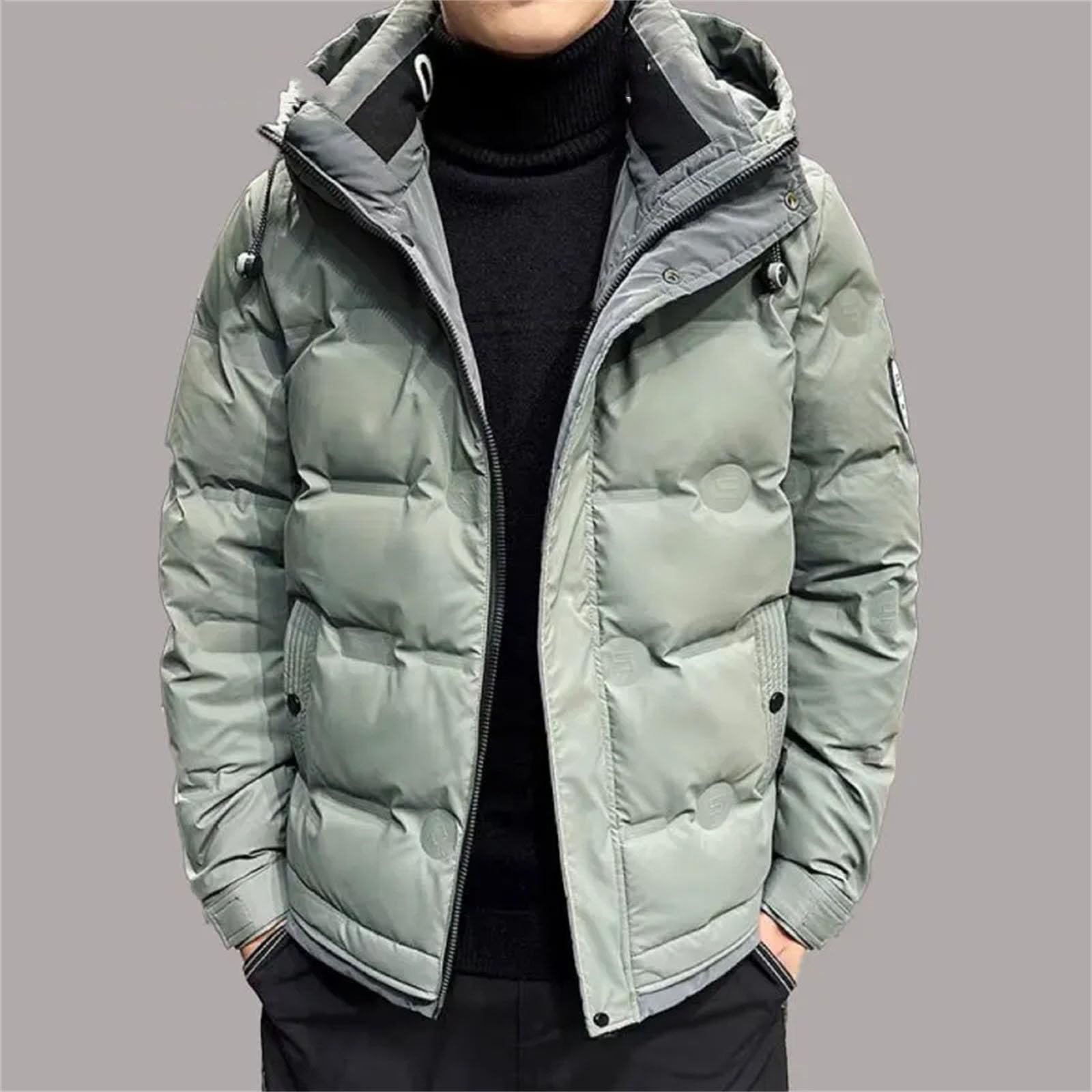 Piumino invernale da uomo, spesso, caldo e resistente al freddo, verde, Small