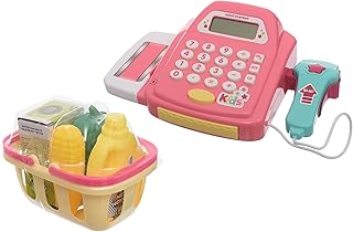 لعبة تظاهرية لسوبر ماركت للعب مع جهاز تسجيل النقد الذكي، مناسبة للبنات