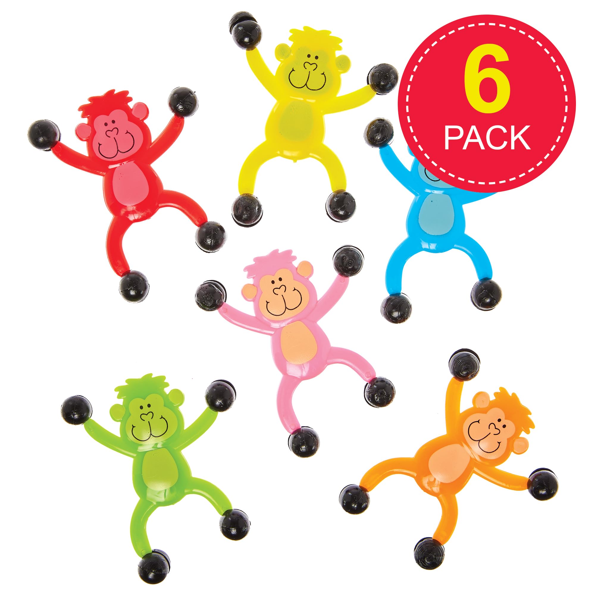 Baker Ross FN103 Monkey Wall Climbers - Pack of 6, Fun Party Bag Fillers for Kids Fidget Toys, Multicolour - Image 2