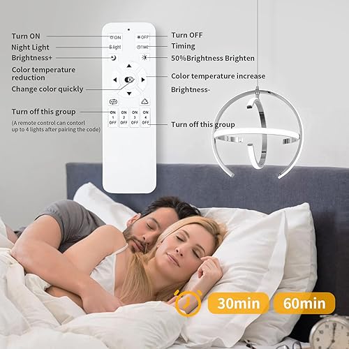 Miniatura 6 de Chrome Modern LED Pendant Light, Silver Dimmable Metal Globe Chandelier, Hanging Ceiling Light Fixture for Room Dining Bedroom Living Room Kitchen