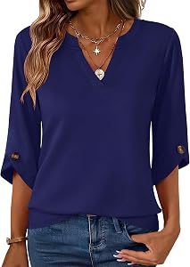 Kistore Womens 3/4 Length Sleeve Tunic Tops Casual Business Work Blouses