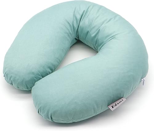 Almohada de cuello de trigo sarraceno, almohada de viaje en forma de U, almohada portátil para cuello y hombros, para dormir de lado, espalda,