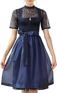EIISSION Dirndl Damen midi Lang Dirndl Trachtenkleid Trachtenrock Dirndl-Komplettsets Trachtenmode Trachten Damen mit 3 Te...