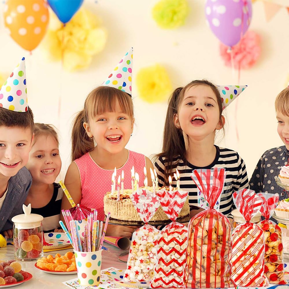 Valentines Cellophane Treat Bags, 100 PCS Red Candy Bags, Plastic Valentines Cookie Goodie Gift Bag Snack Bag with Twist Ties for Valentine's Day Weddings Holidays Birthday Party Favor Supplies - Image 5