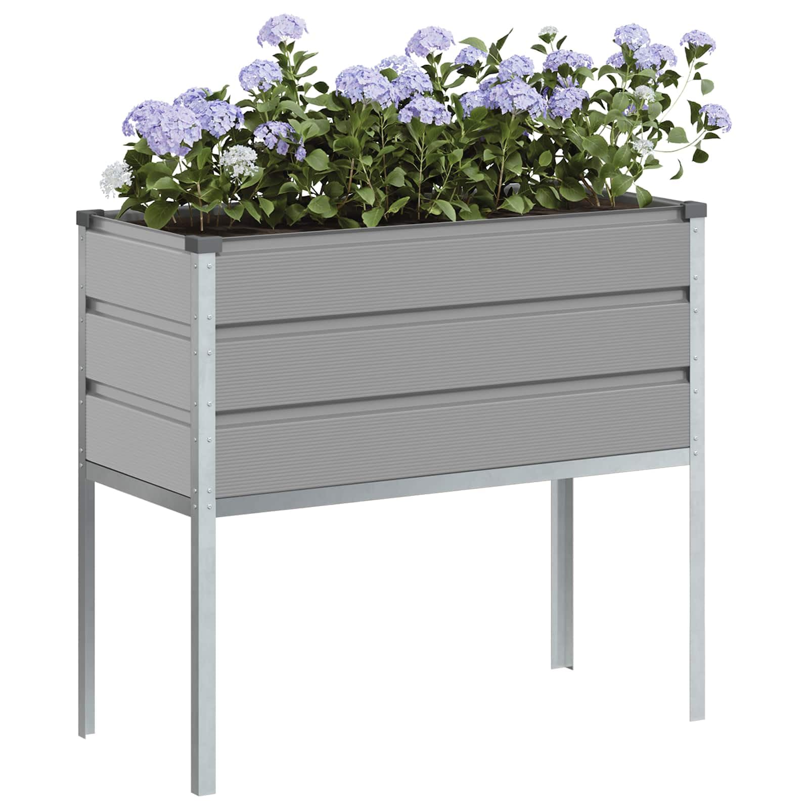 Pflanzkübel Hellgrau aus verzinktem Stahl 100 x 45 x 90 cm, frostfest und robust, ideal für Garten, Terrasse, Balkon und Indoor, mit Drainage und Bewässerung für optimale Pflanzenpflege