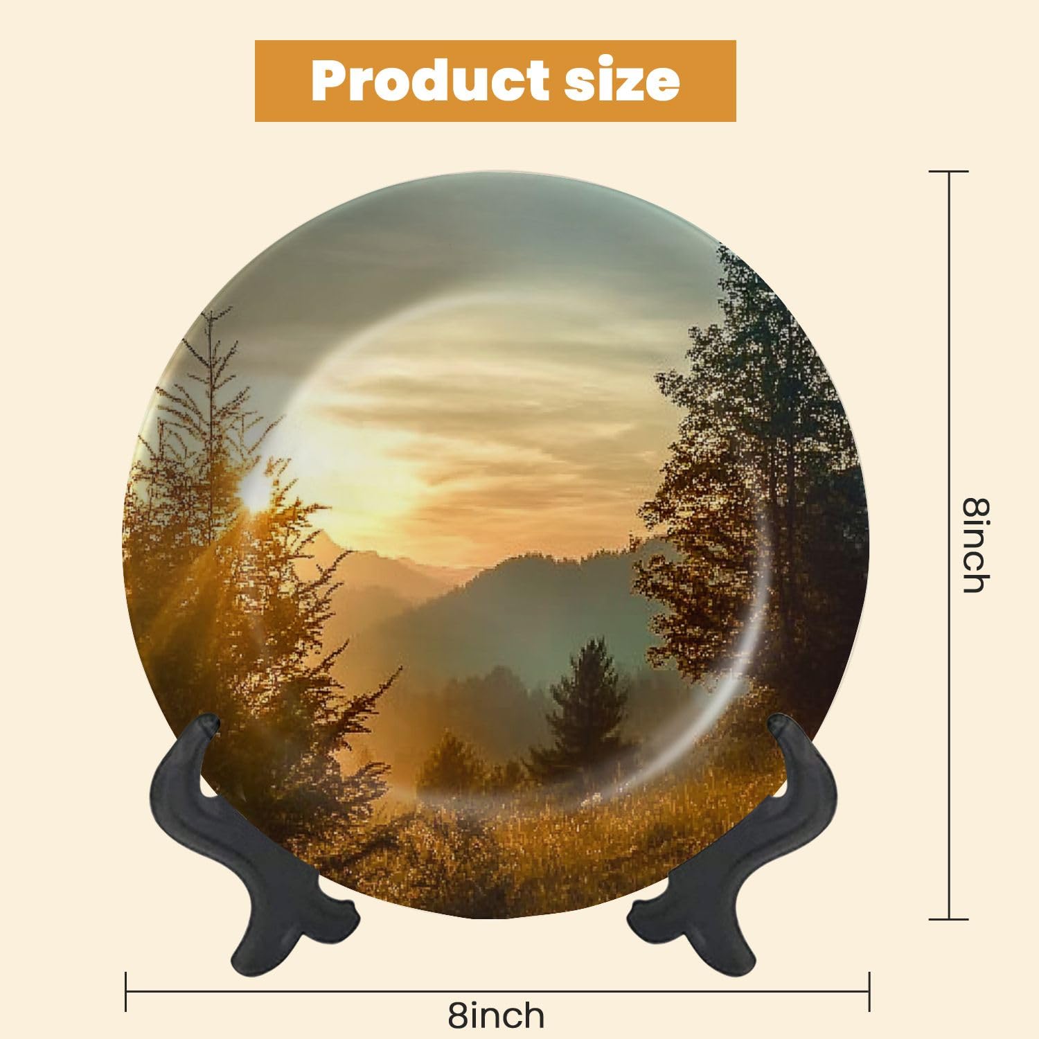 Decorative Plates for Display Summer Sunset Gift Plates Ceramic Collections Plates Hanging Artwork for Living Dining Room Kitchen Souvenir