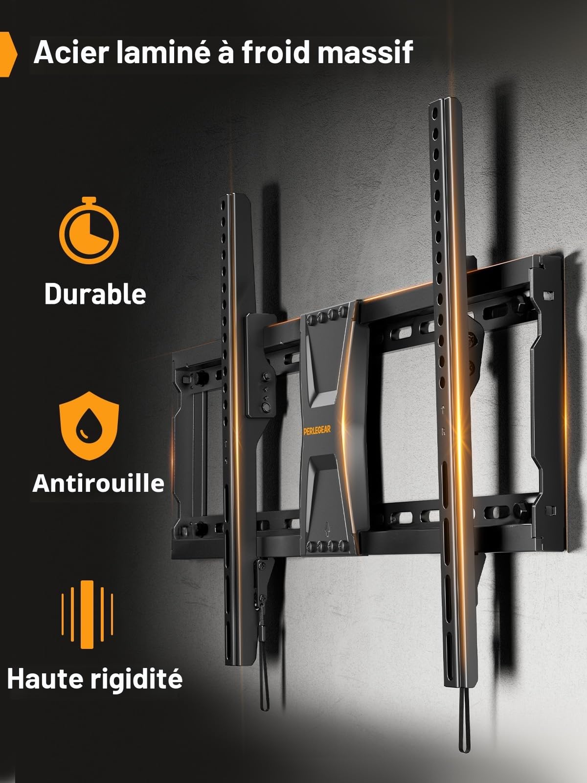 Perlegear Support Mural TV Inclinable pour téléviseurs de 37-82 Pouces Plasma OLED LCD jusqu'à 60 kg, Fixation Murale TV inclinable pour téléviseurs Plats ou incurvés Max VESA 600x400mm, PGLT5
